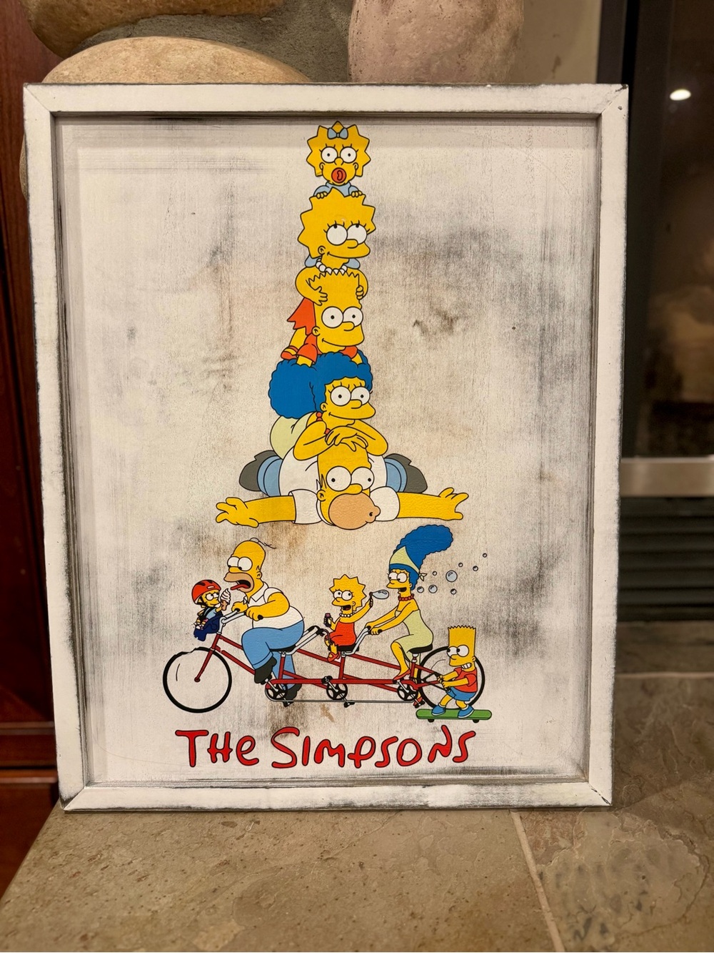 Large Simpsons family colorful vintage 20” x 16” custom made wood wall art